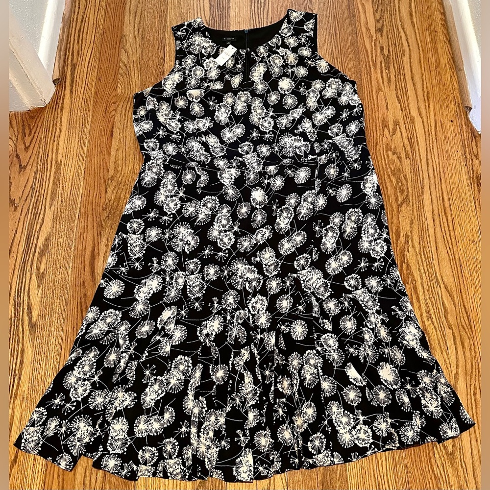 Talbots Black and White Floral Midi Dress